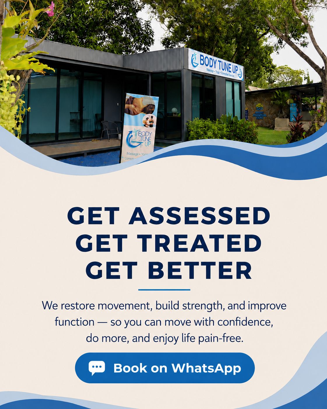 Body Tune Up clinic in Bophut — get assessed, get treated, get better. Book on WhatsApp.